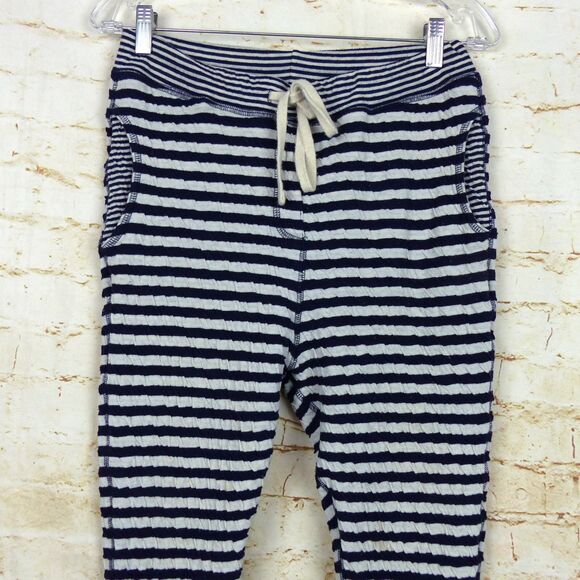 Sundry Jogger Sweatpants Women 2 26x28 White Blue Stripe Seersucker Knit Lounge - Picture 3 of 9